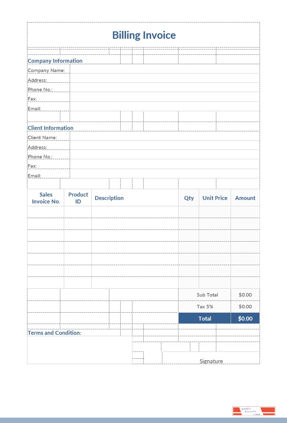Billing Invoice Template PSD template